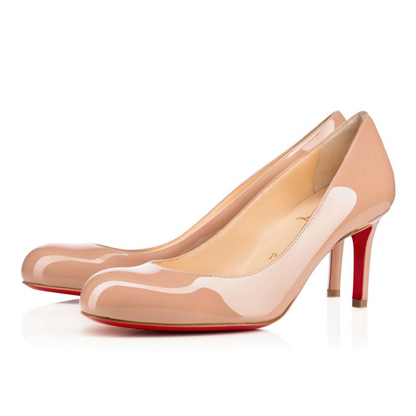 Women's Christian Louboutin Simple Pump 70mm Patent Leather Pumps - Nude [3620-781]